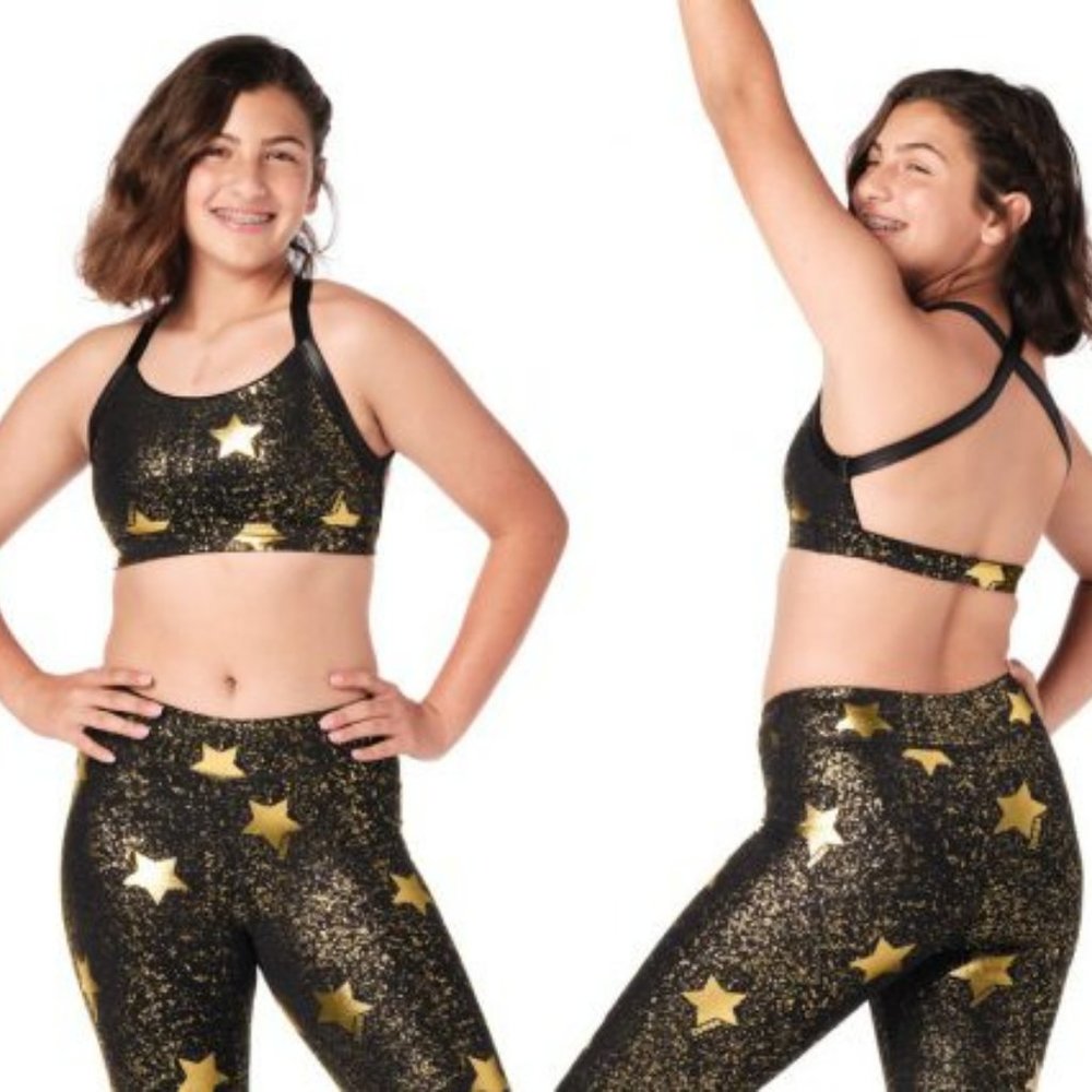 Zumba Cosmic Bra Black Gold NEW With Tags